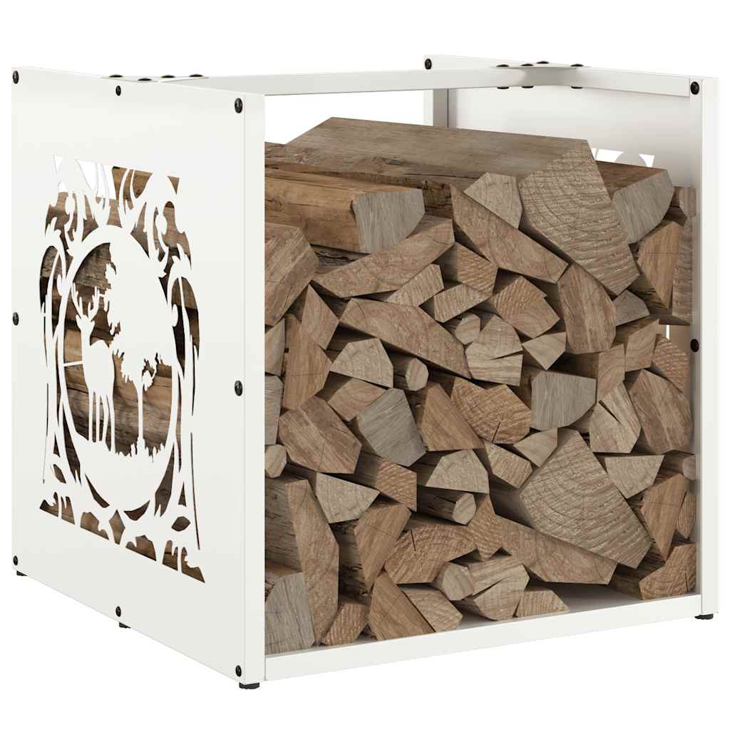 vidaXL Firewood Rack White 40x40x40 cm Cold-rolled steel 4