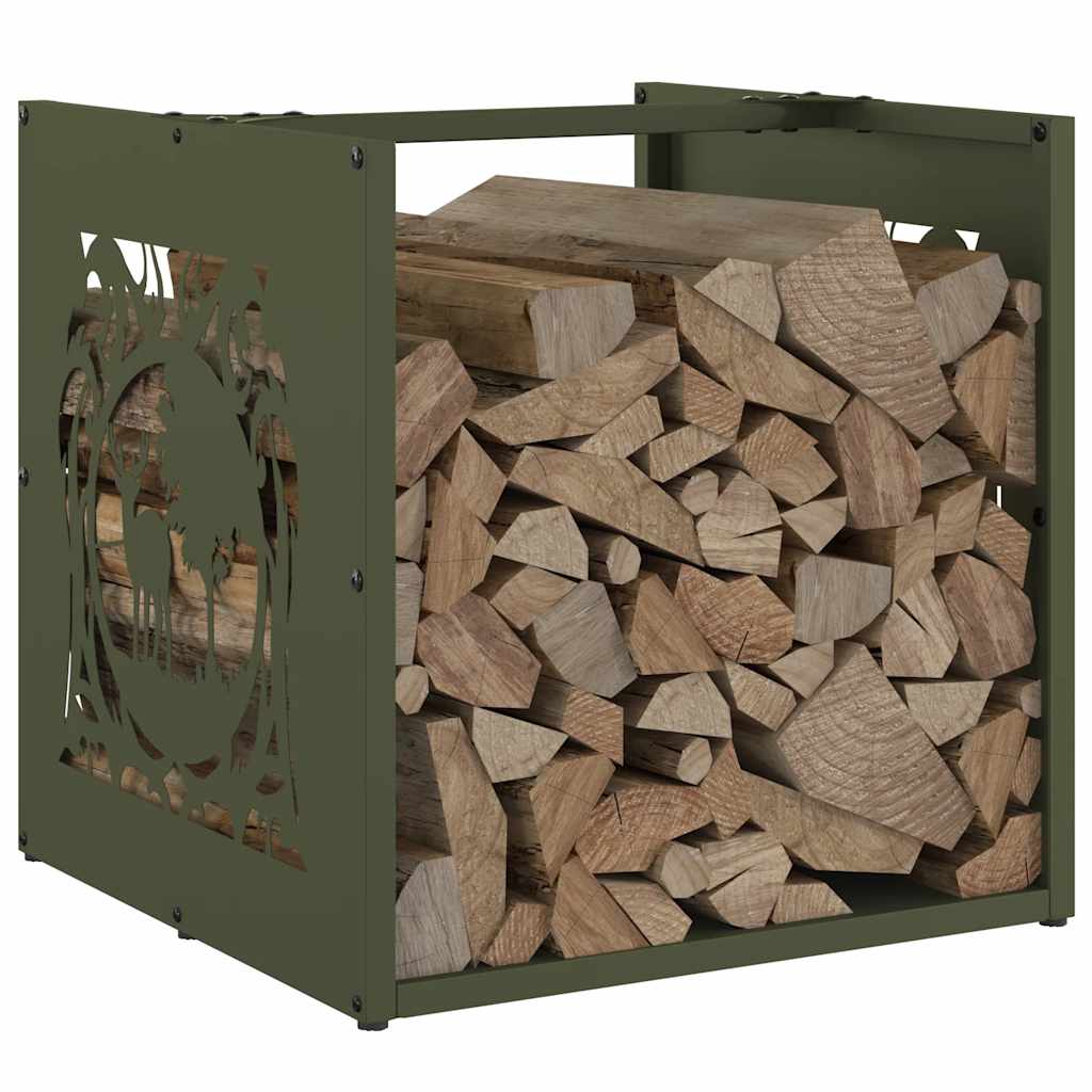 vidaXL Firewood Rack Olive Green 40x40x40 cm Cold-rolled steel 4