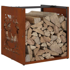 vidaXL Firewood Rack 40x40x40 cm Weathering Steel 4
