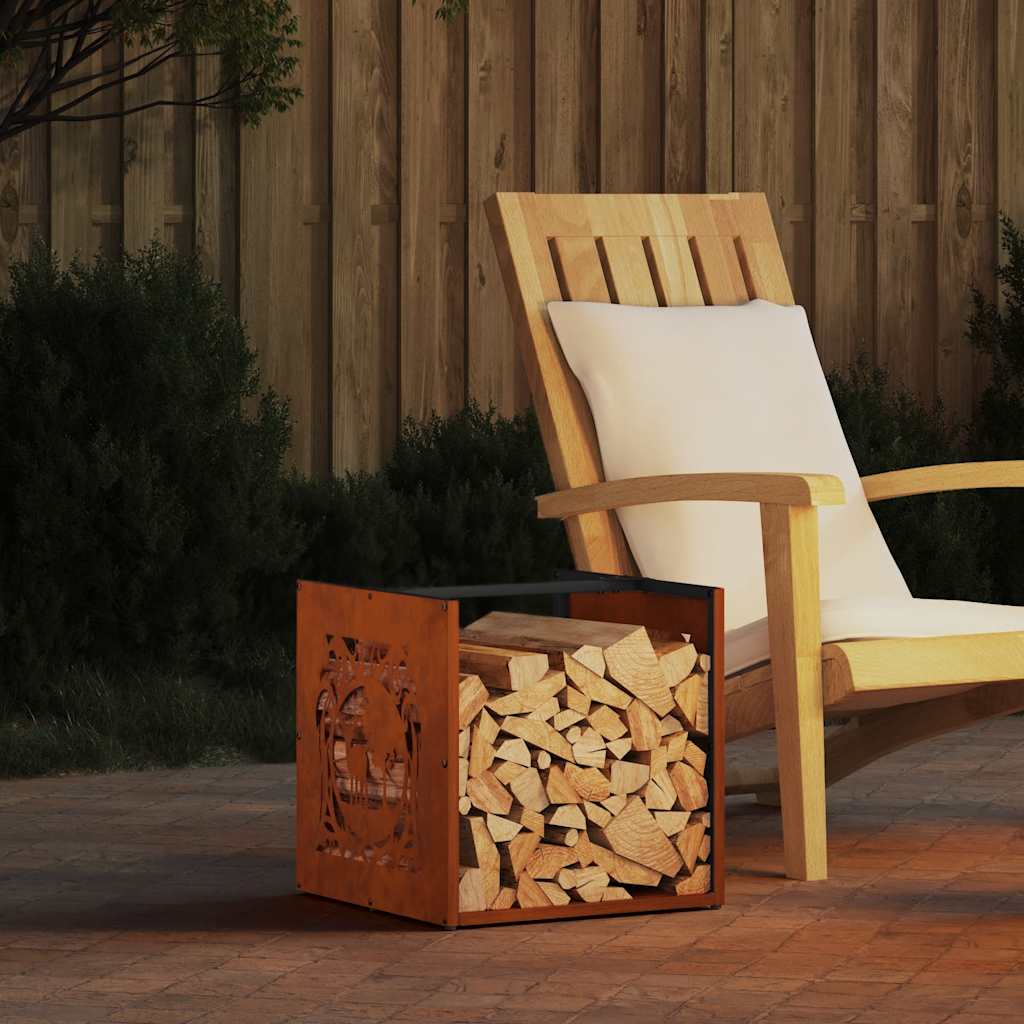 vidaXL Firewood Rack 40x40x40 cm Weathering Steel 1
