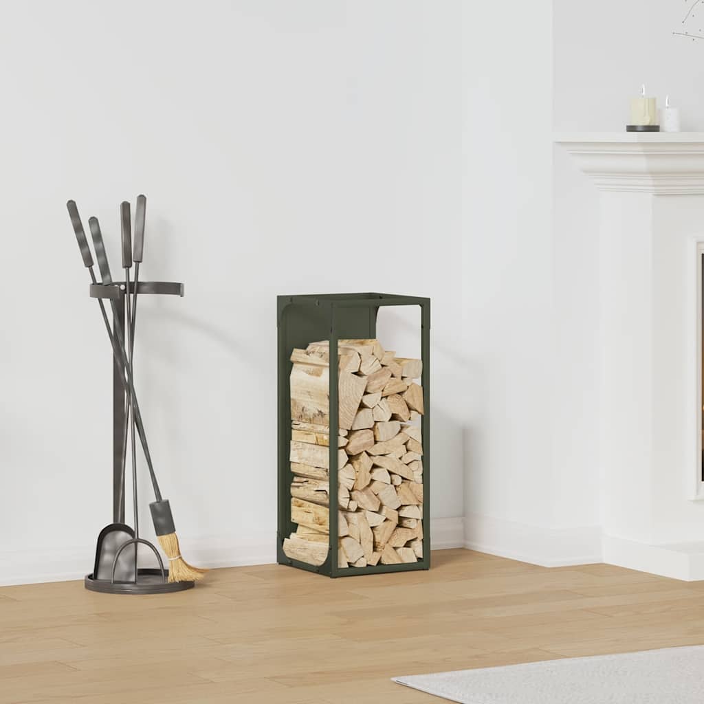 vidaXL Firewood Rack Olive Green 25x25x60 cm Cold-rolled steel 1