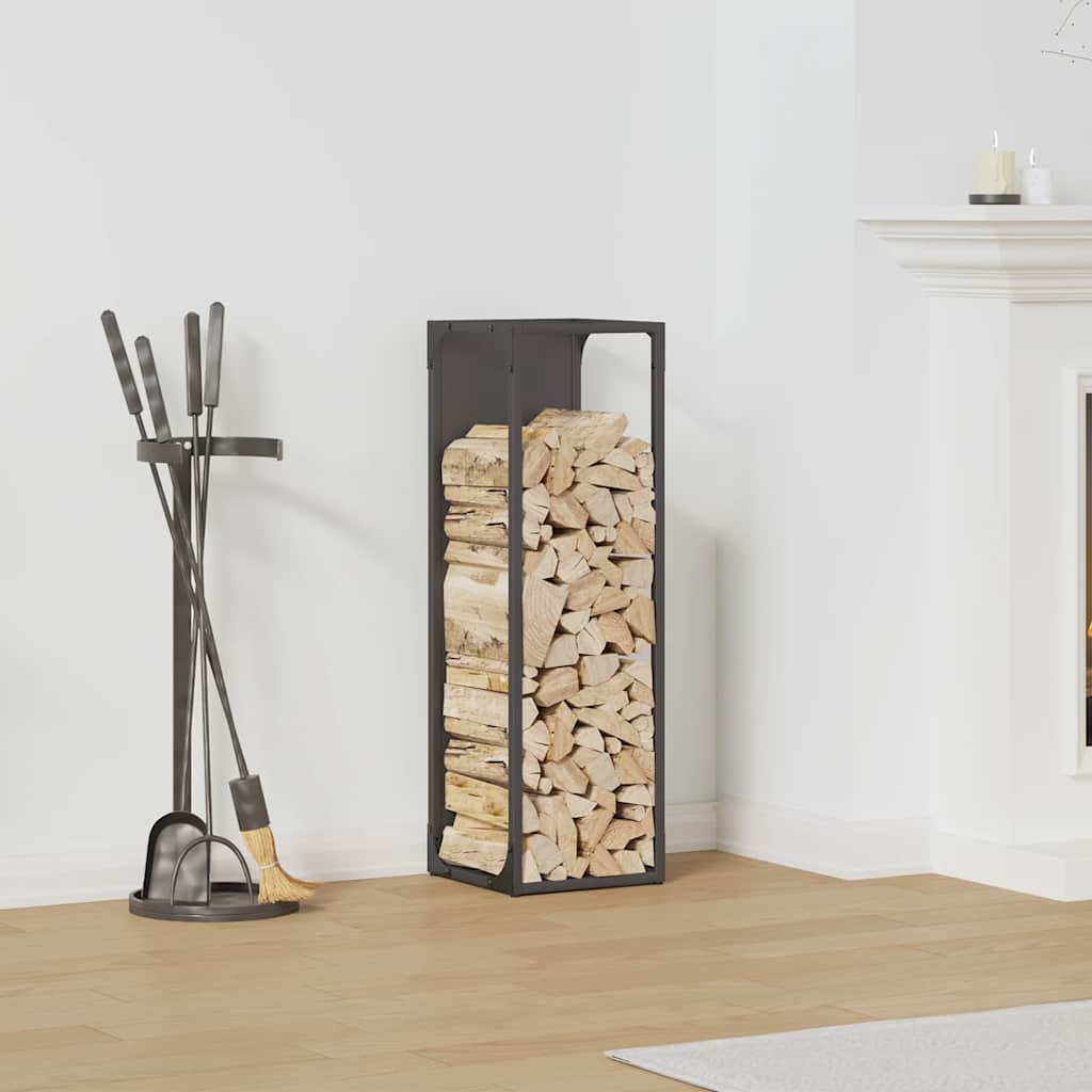 vidaXL Firewood Rack Black 25x25x80 cm Cold-rolled steel 1