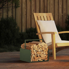 vidaXL Firewood Rack Olive Green 40x40x40 cm Cold-rolled steel 1
