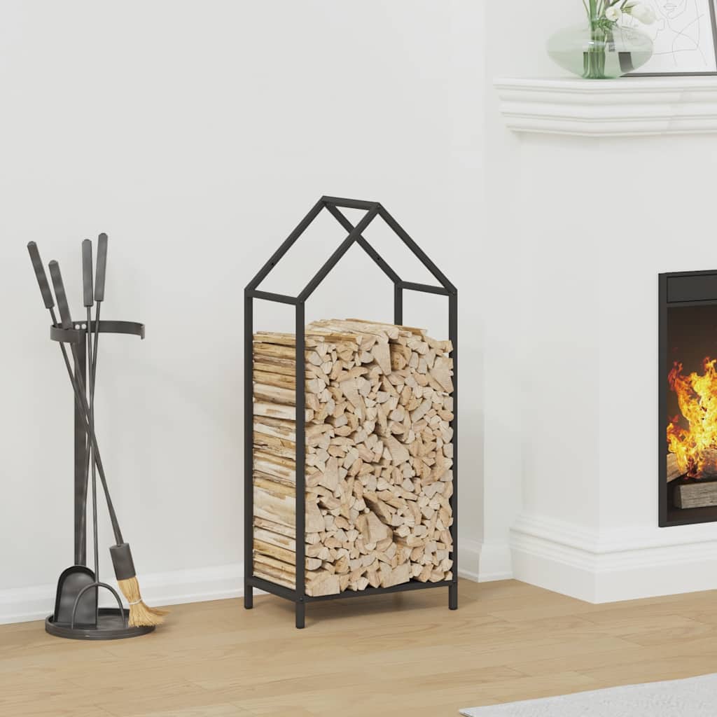 vidaXL Firewood Rack Black 40x25x90 cm Cold-rolled steel 1