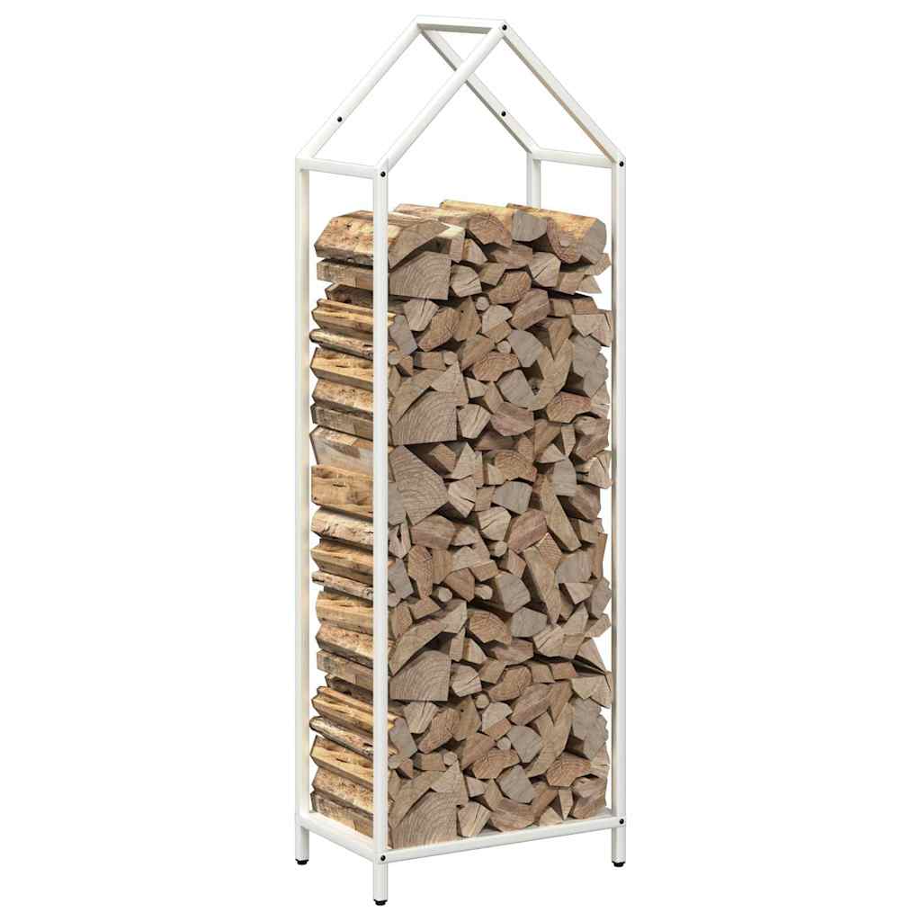 vidaXL Firewood Rack White 40x25x120 cm Cold-rolled steel 4