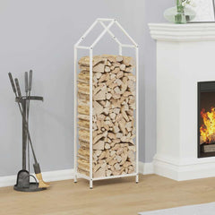 vidaXL Firewood Rack White 40x25x120 cm Cold-rolled steel 1