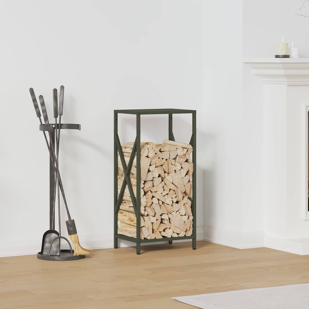 vidaXL Firewood Rack Olive Green 34x25x70 cm Cold-rolled steel 1