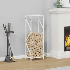 vidaXL Firewood Rack White 34x25x100 cm Cold-rolled steel 1
