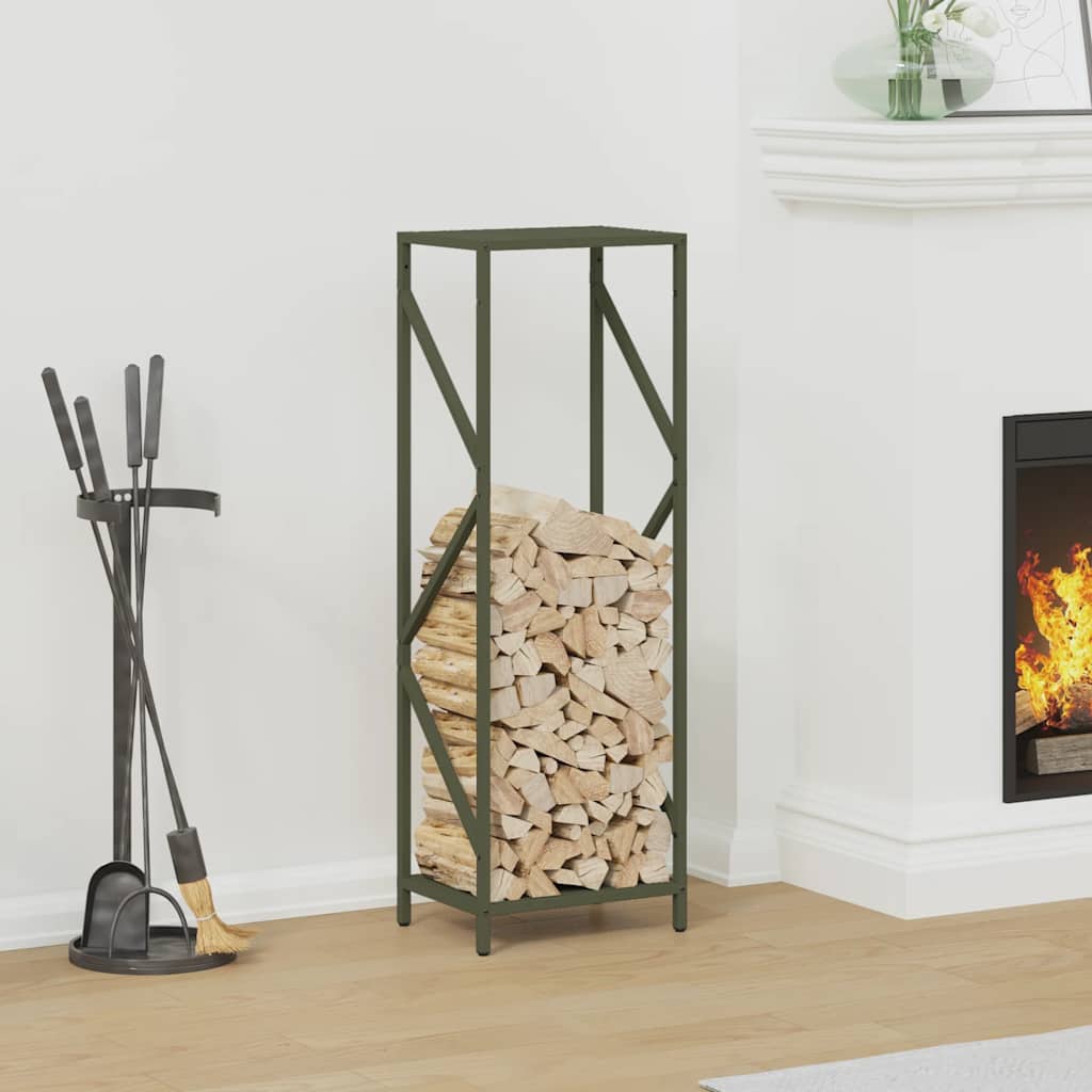 vidaXL Firewood Rack Olive Green 34x25x100 cm Cold-rolled steel 1