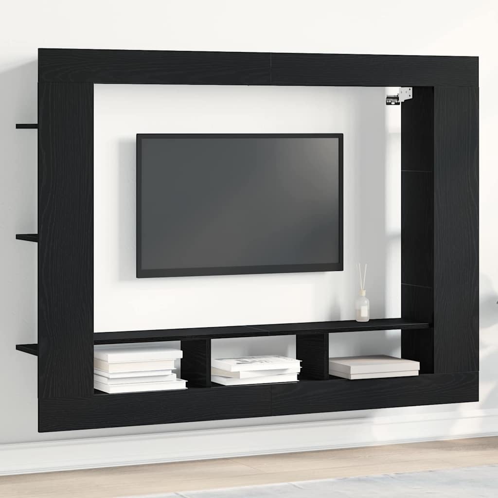 TV Cabinet 152x22x113 cm Engineered Wood Black oak