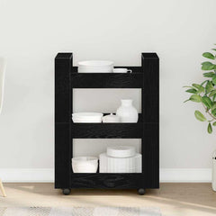 vidaXL Kitchen Trolley Black Oak 60 x 45 x 80 cm Engineered Wood 4