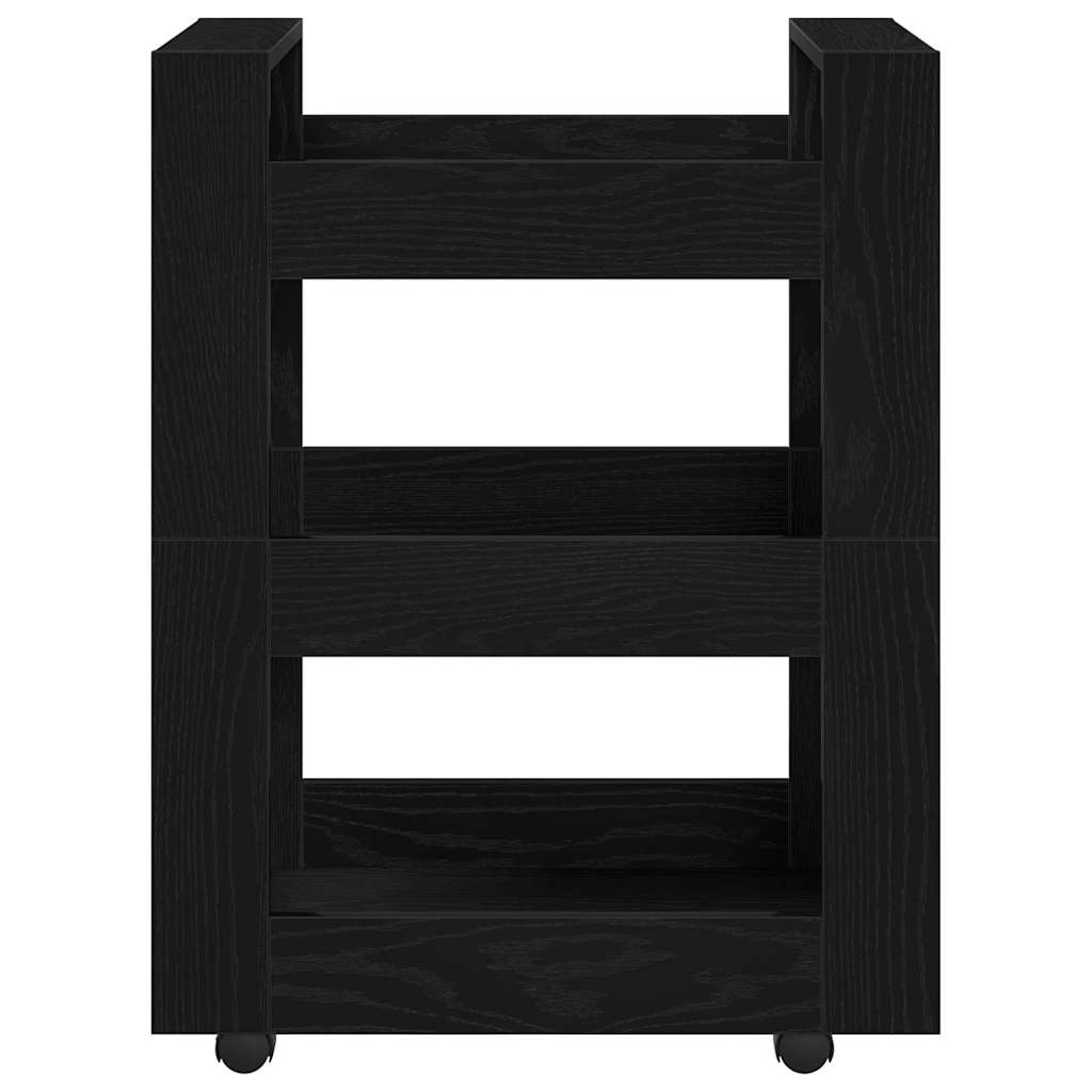 vidaXL Kitchen Trolley Black Oak 60 x 45 x 80 cm Engineered Wood 5