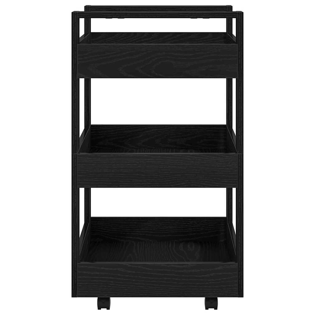 vidaXL Kitchen Trolley Black Oak 60 x 45 x 80 cm Engineered Wood 6