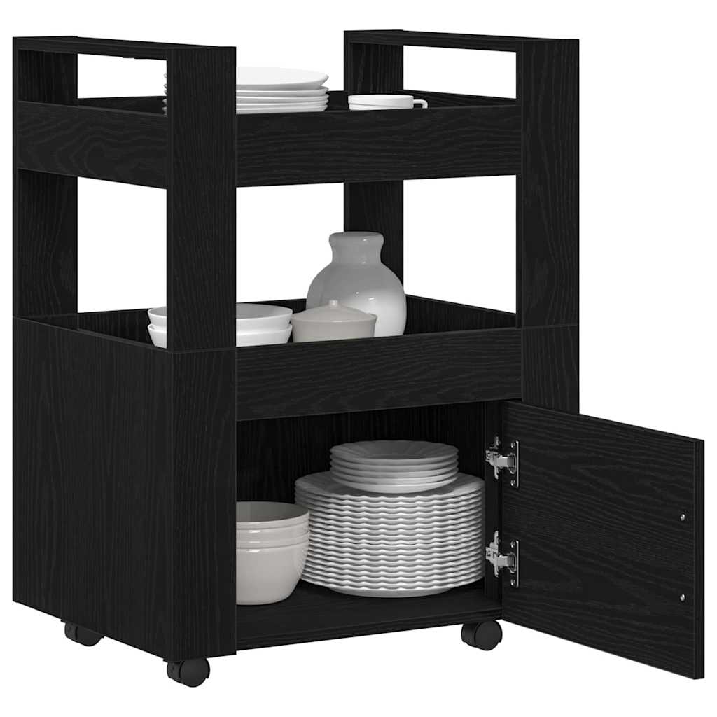 vidaXL Kitchen Trolley Black oak 60 x 45 x 80 cm Engineered Wood 3
