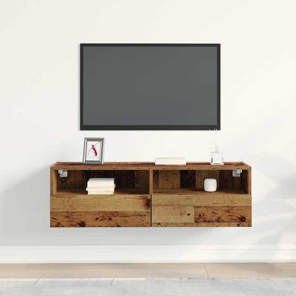 vidaXL TV Wall Cabinet 100 x 30 x 30 cm Old wood Engineered Wood 4