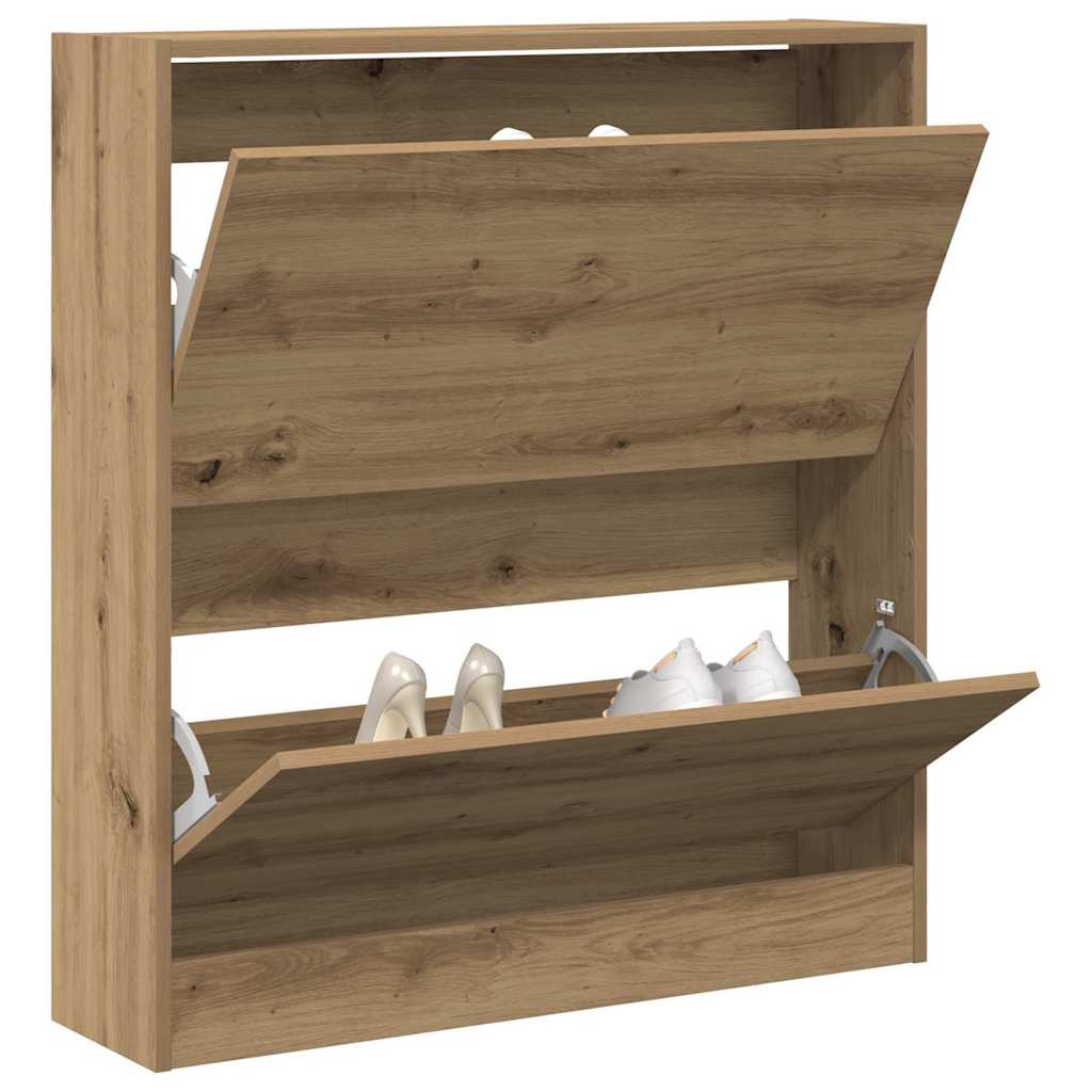 vidaXL Shoe Cabinet 80 x 21 x 87.5 cm Engineered Wood Smoked Oak 3