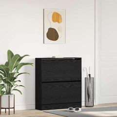 vidaXL Shoe Cabinet 80 x 21 x 87.5 cm Engineered Wood Black Oak 1