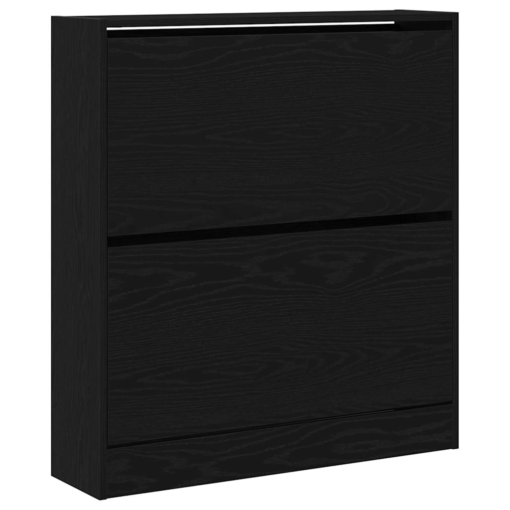 vidaXL Shoe Cabinet 80 x 21 x 87.5 cm Engineered Wood Black Oak 2