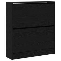 vidaXL Shoe Cabinet 80 x 21 x 87.5 cm Engineered Wood Black Oak 2