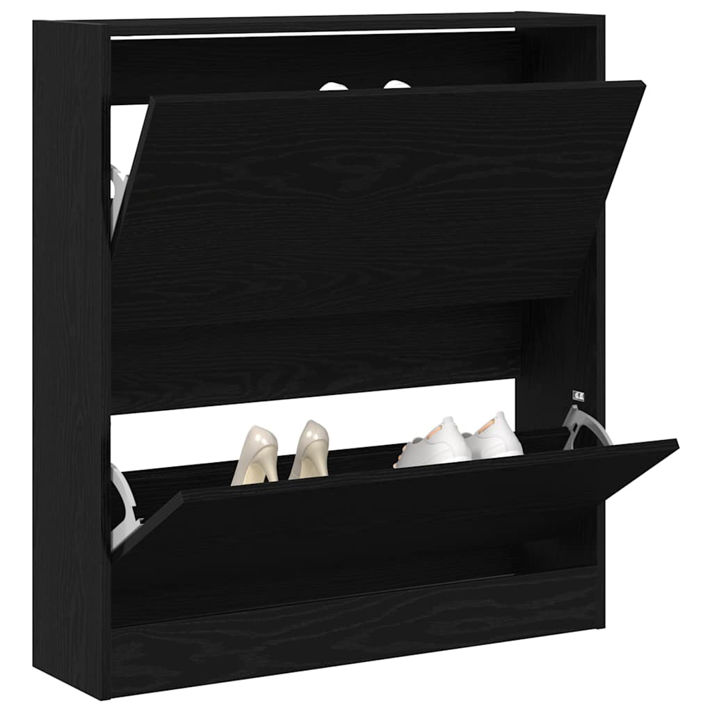 vidaXL Shoe Cabinet 80 x 21 x 87.5 cm Engineered Wood Black Oak 3