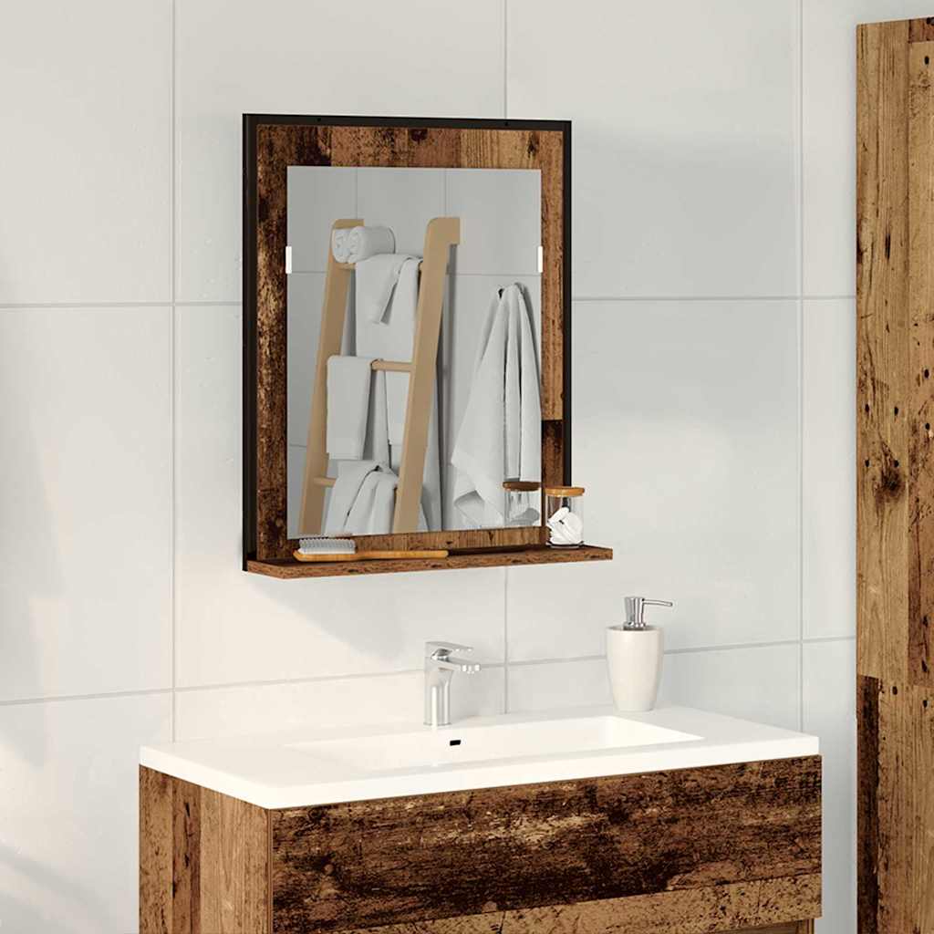 vidaXL Mirror Old wood 50 x 12 x 60 cm Glass and Engineered Wood 1