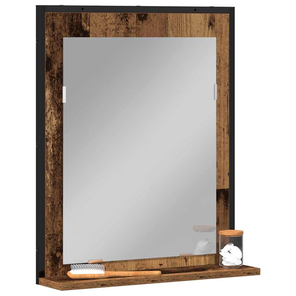 vidaXL Mirror Old wood 50 x 12 x 60 cm Glass and Engineered Wood 3