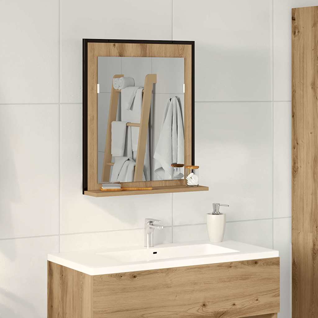 vidaXL Mirror Artisan oak 50 x 12 x 60 cm Glass and Engineered Wood 1