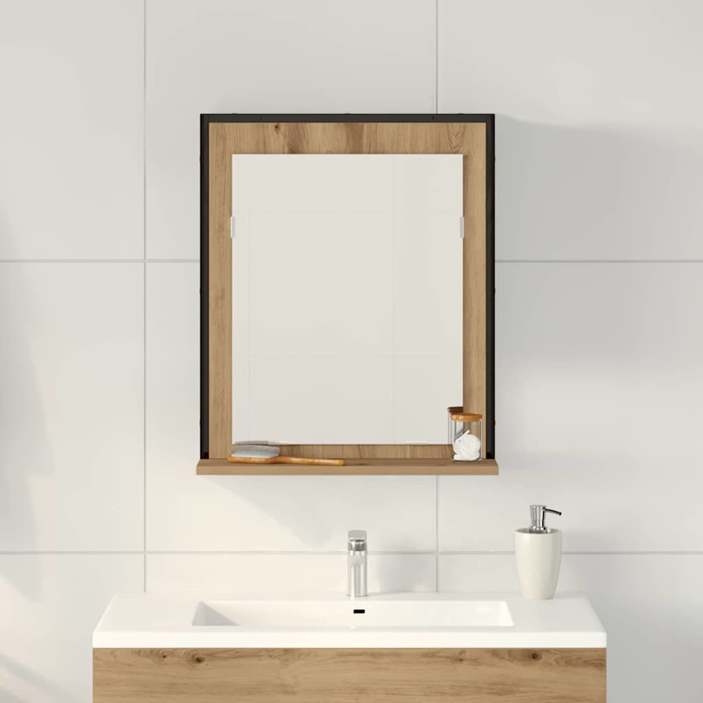 vidaXL Mirror Artisan oak 50 x 12 x 60 cm Glass and Engineered Wood 4