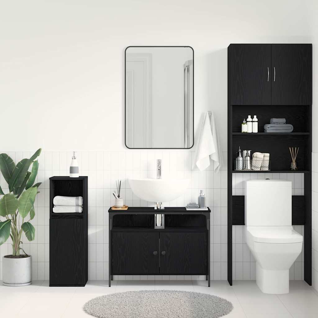 vidaXL Bathroom Sink Cabinet Black oak 80 x 30 x 60 cm Engineered Wood 4