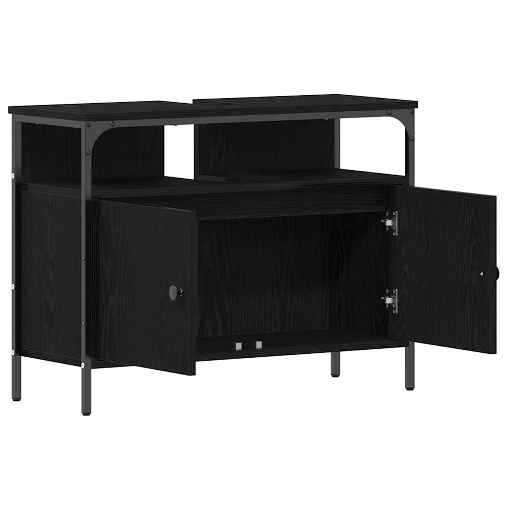 vidaXL Bathroom Sink Cabinet Black oak 80 x 30 x 60 cm Engineered Wood 5