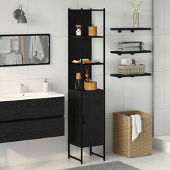 vidaXL Bathroom Cabinet Black oak 33 x 33 x 185.5 cm Engineered Wood 1