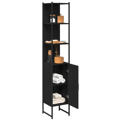 vidaXL Bathroom Cabinet Black oak 33 x 33 x 185.5 cm Engineered Wood 3