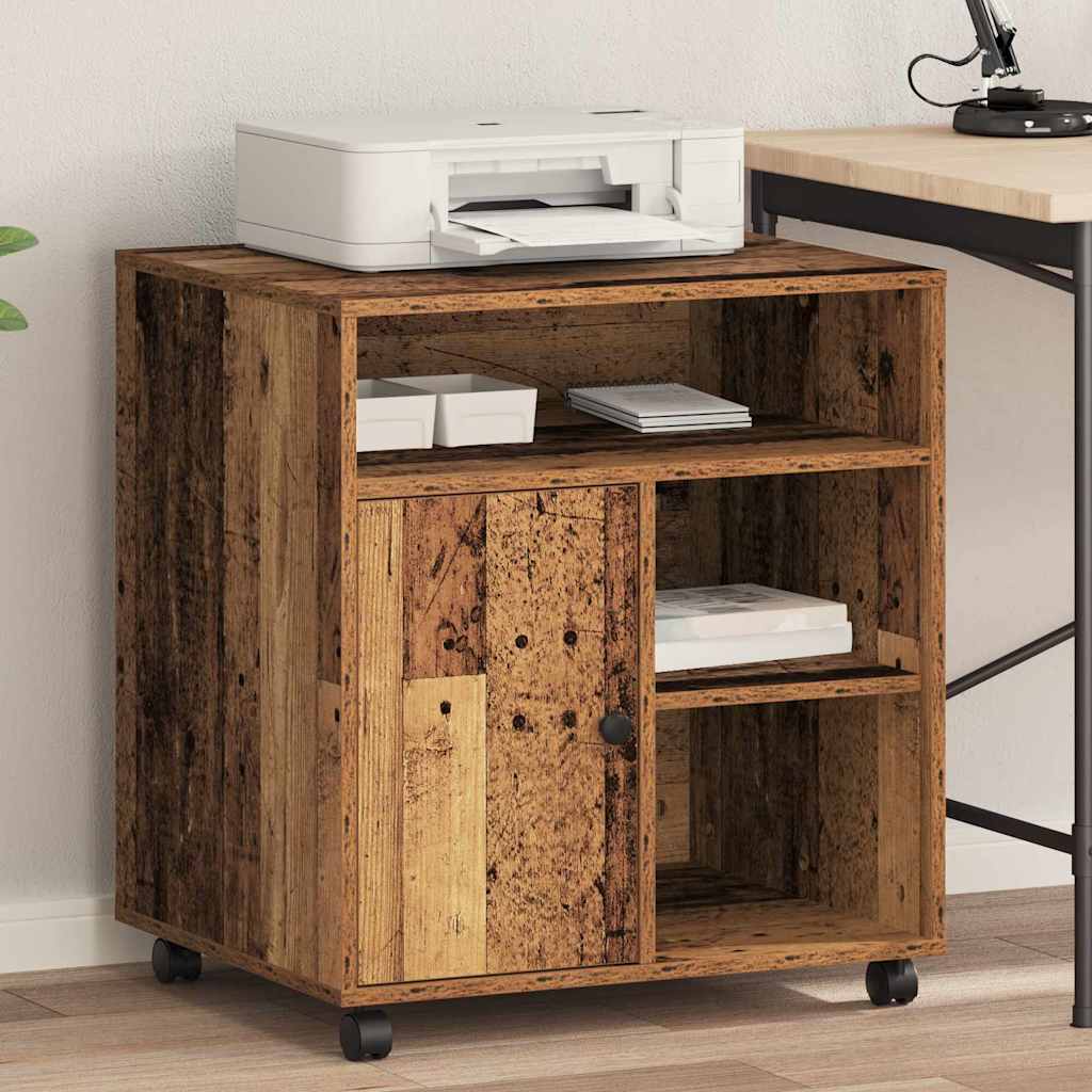 Printer Stand with Wheels 60x50x67 cm Old wood