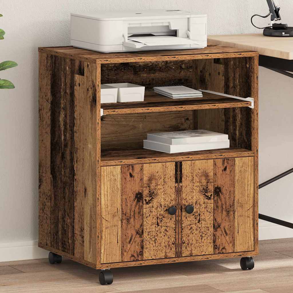 Printer Stand with Wheels 60x48x74 cm Old wood