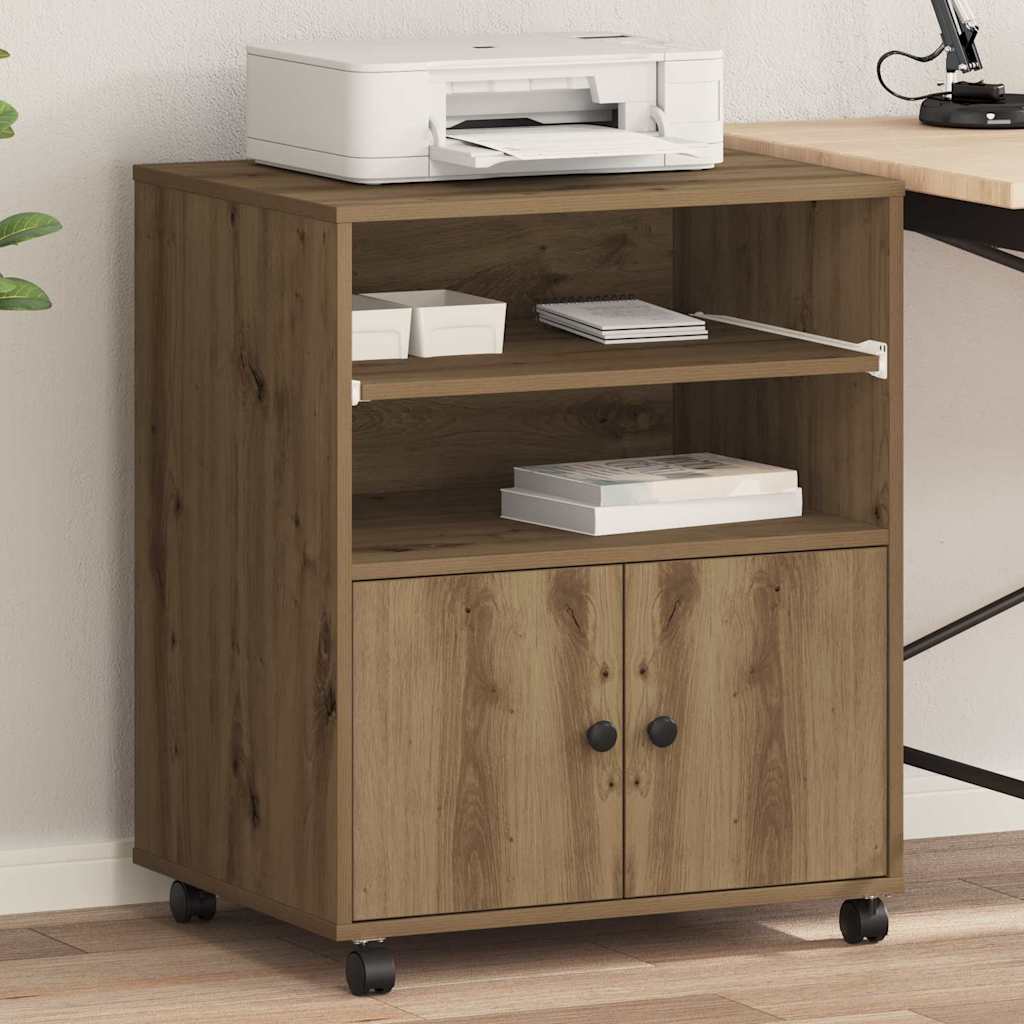 Printer Stand with Wheels 60x48x74 cm Artisan oak
