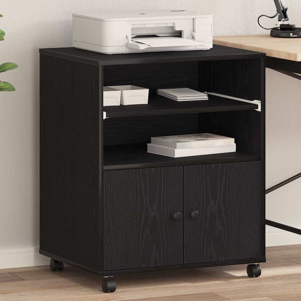 Printer Stand with Wheels 60x48x74 cm Black oak