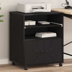 Printer Stand with Wheels 60x48x74 cm Black oak
