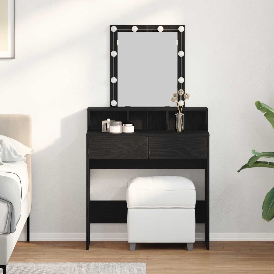 vidaXL Dressing Table Black oak 80 x 41 x 144.5 cm Engineered Wood 1