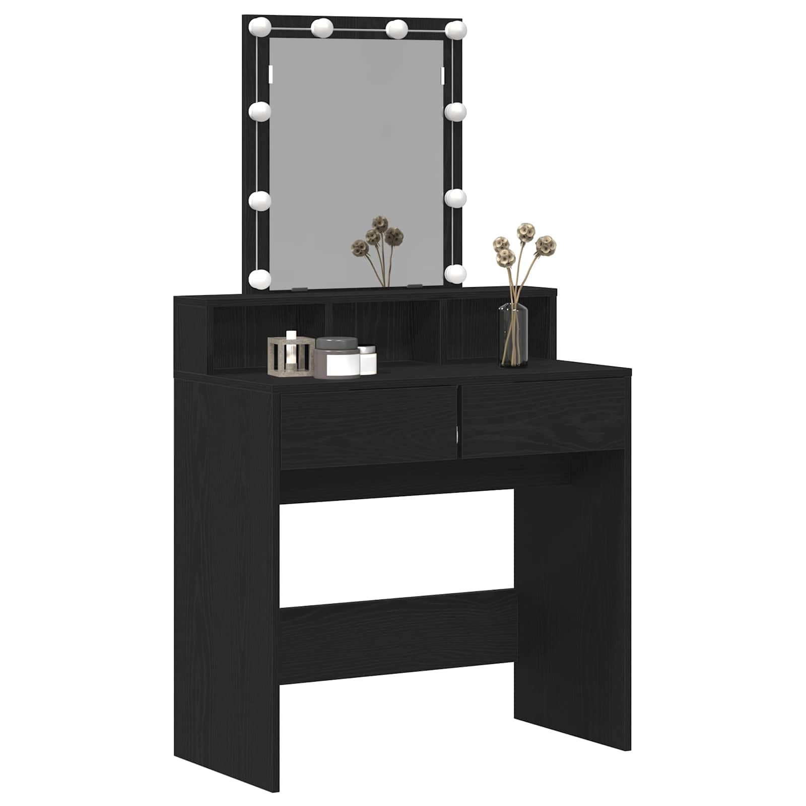 vidaXL Dressing Table Black oak 80 x 41 x 144.5 cm Engineered Wood 3
