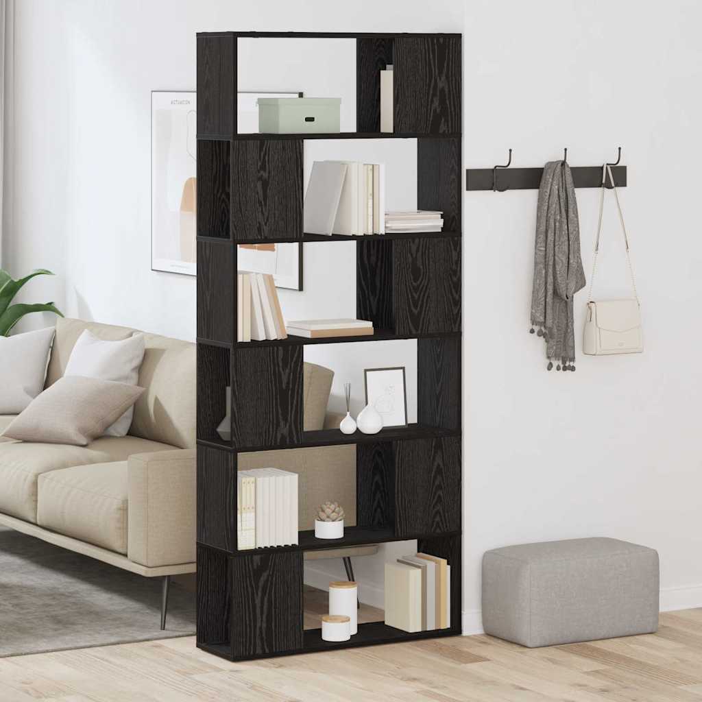 Book Cabinet Room Divider 80x24x186 cm Engineered Wood Black oak