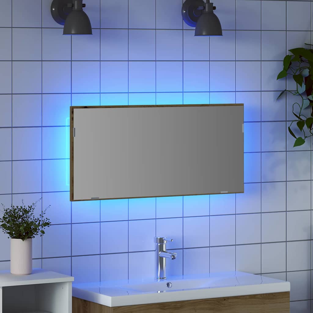 vidaXL Mirror Artisan oak 80 x 37 cm Glass and Engineered Wood 4