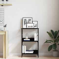 vidaXL Bookshelf 2-Tier 50 x 33 x 82 cm Engineered Wood Black Oak 4