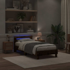 Bed Frame with Headboard Engineered Wood Old Wood 75 x 190 cm
