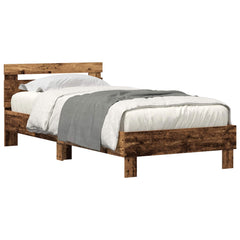 Bed Frame with Headboard Engineered Wood Old Wood 75 x 190 cm
