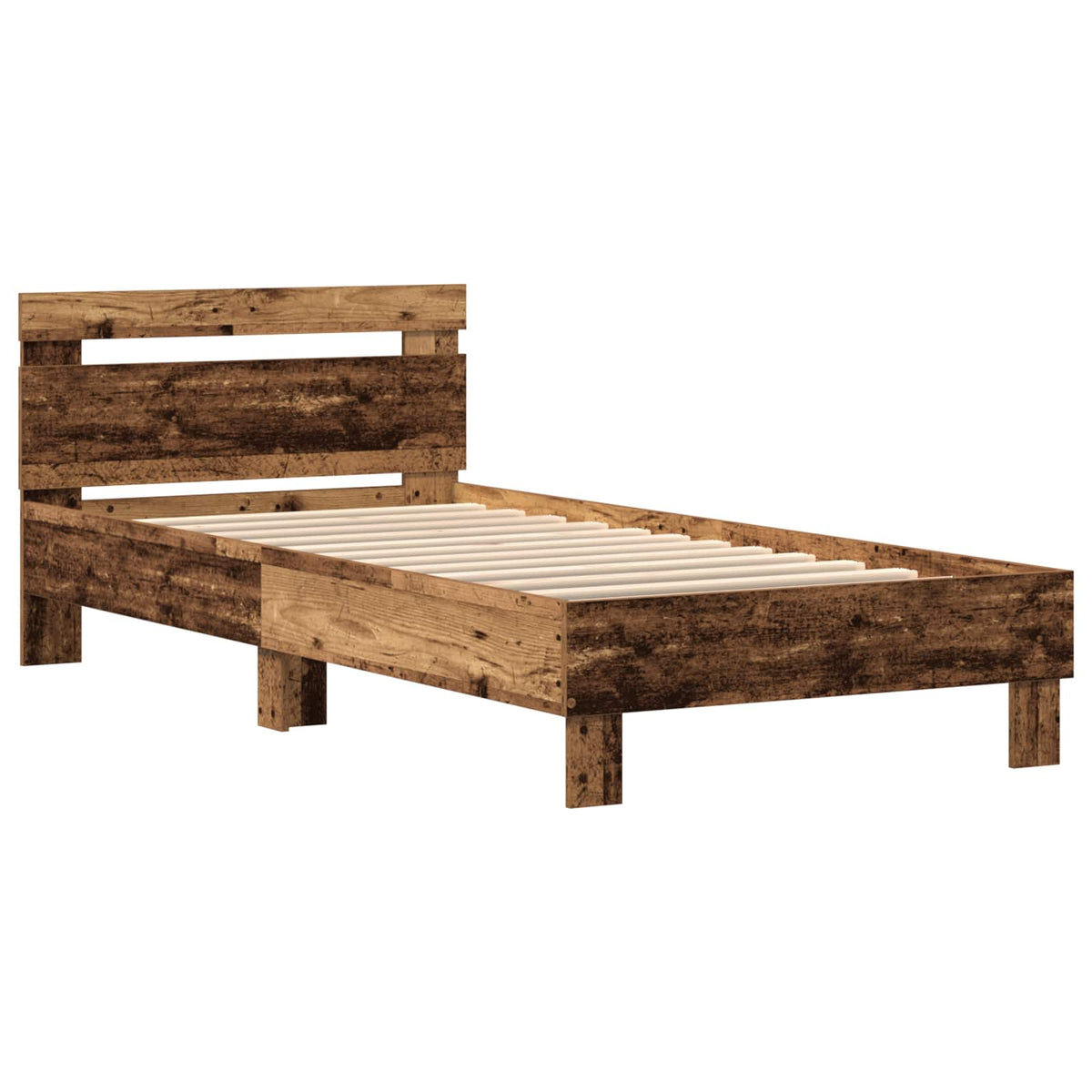 Bed Frame with Headboard Engineered Wood Old Wood 75 x 190 cm