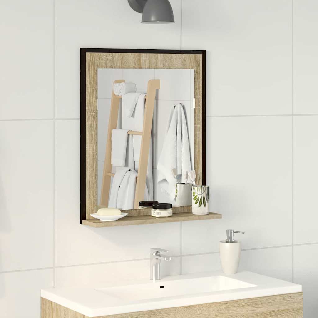 vidaXL Bathroom Mirror Black 50 x 12 x 60 cm Glass and Engineered Wood 1