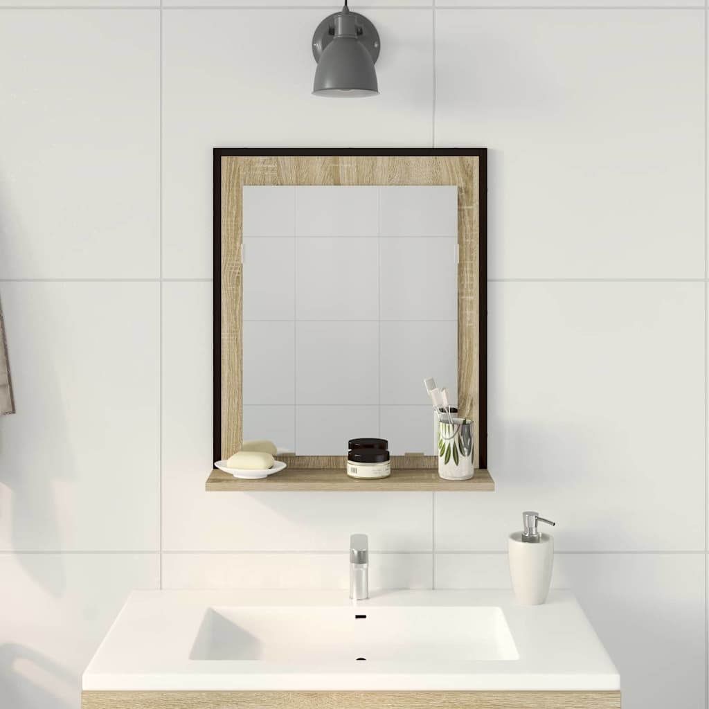 vidaXL Bathroom Mirror Black 50 x 12 x 60 cm Glass and Engineered Wood 4