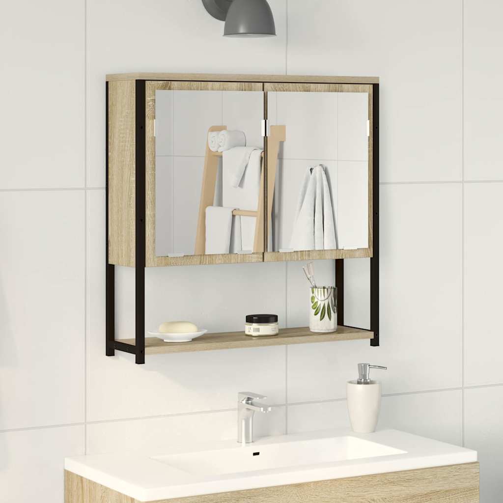 vidaXL Bathroom Mirror Beige 60 x 16 x 60 cm Glass and Engineered Wood 1