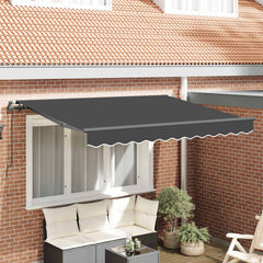 Awning 2.5 x 2 m Light Grey 100% Polyester Manual Anthracite (anthracite frame)