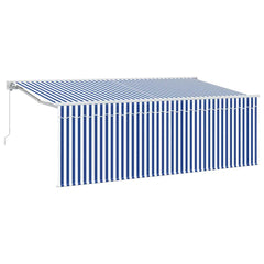 Manual Awning 100% Polyester White 3.5 m Blue and White Stripe
